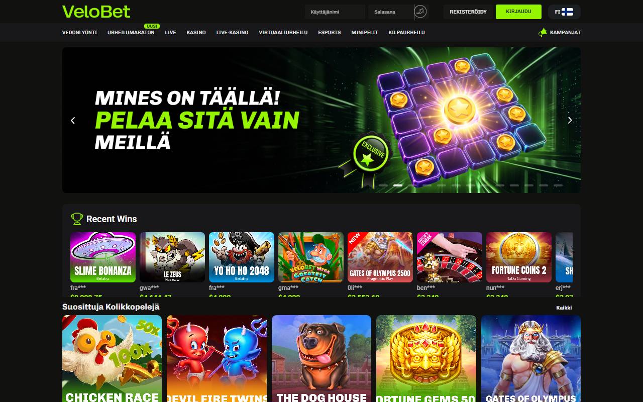 Velobet: etusivu
